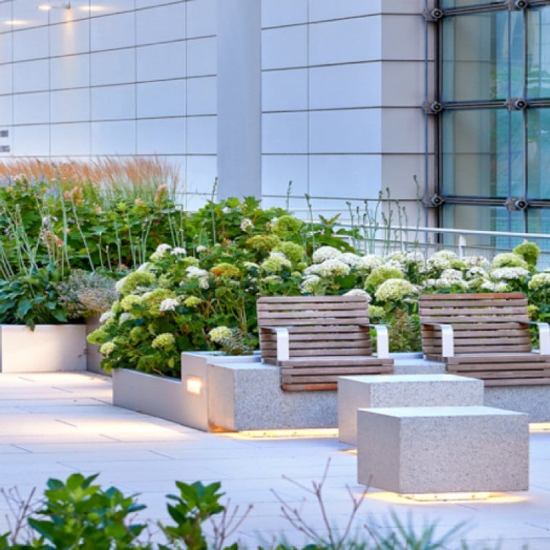 DLCC plaza deck in Pittsburgh, PA that used Siplast Vegetated roof system technology