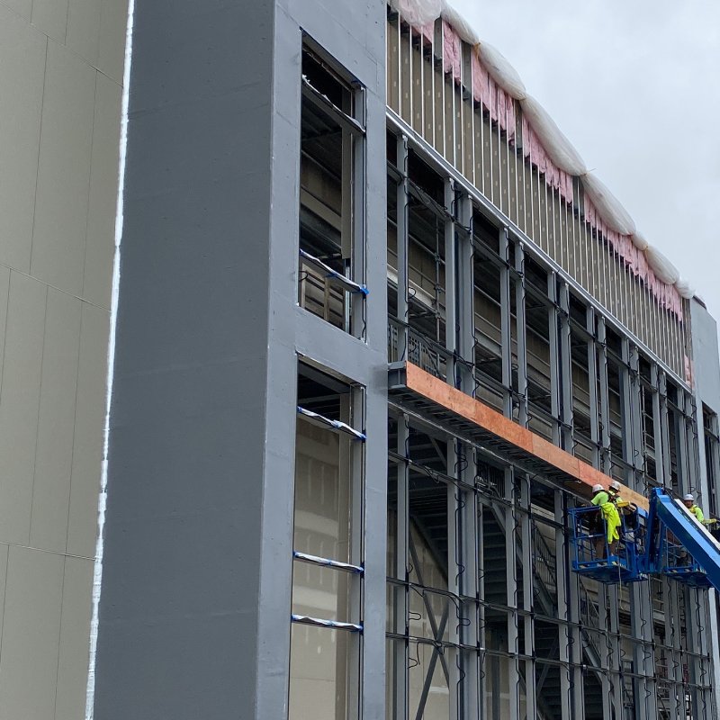 Siplast air and water barrier system on school building