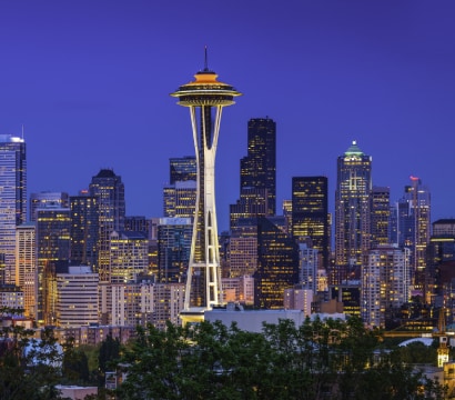 Space Needle in Seattle with skyline